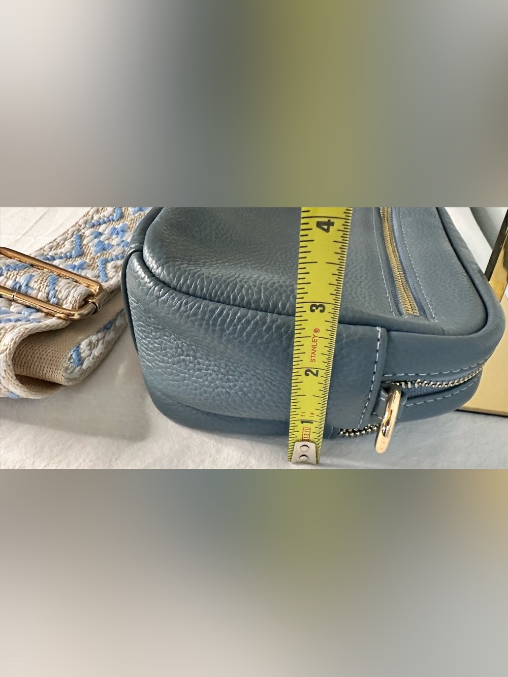 Pom Pom London Original crossbody bag in slate blue - Picture 12 of 16